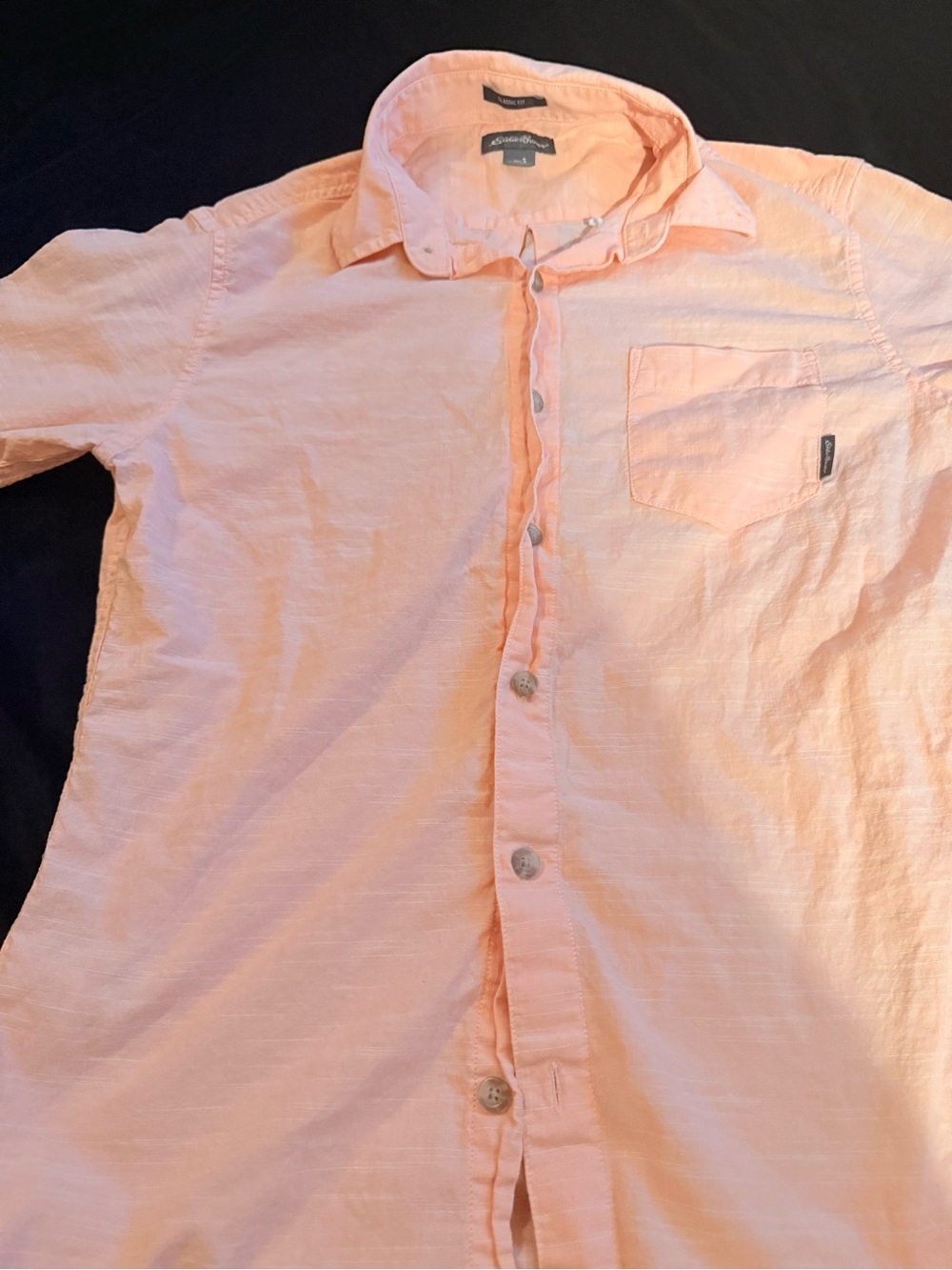 Eddie Bauer Peach Short-Sleeve Button Shirt